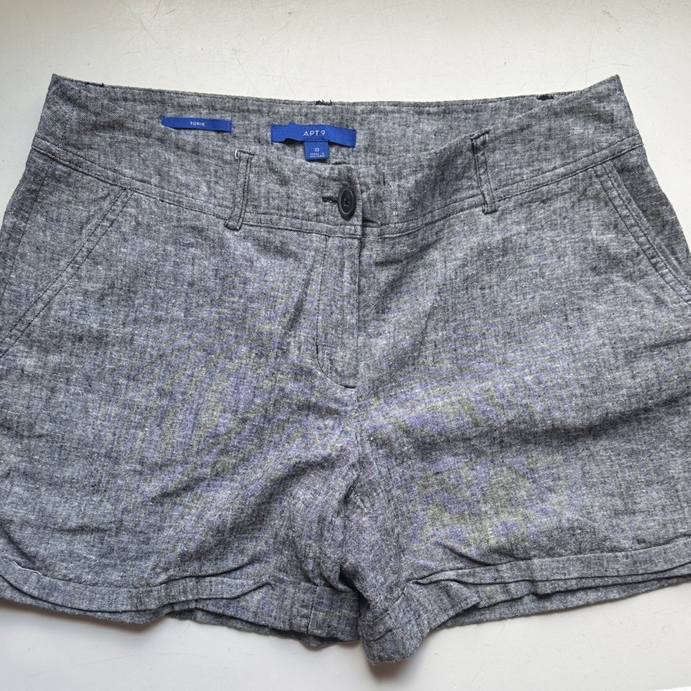 Apt. 9 Heathered Gray High-Waist Linen-Blend Shorts